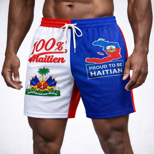Short 100% Haïtien - Proud to be Haitian Bicolore