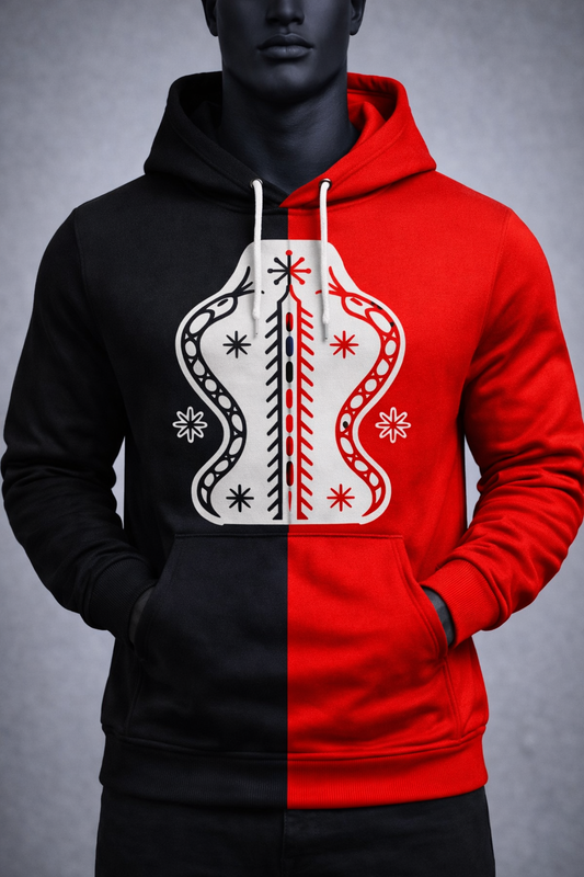 Hoodie Vévé Damballah Serpent – Noir & Rouge