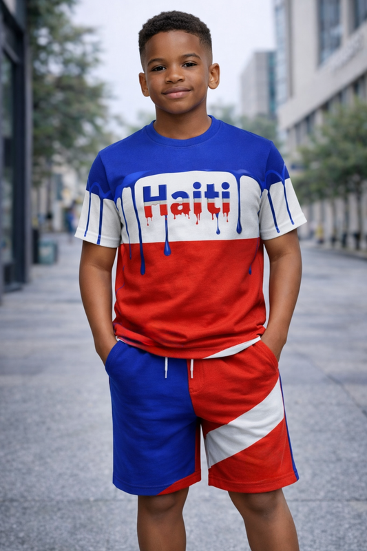 Ensemble Deux Pièces Haïti Tricolore pour Enfants
