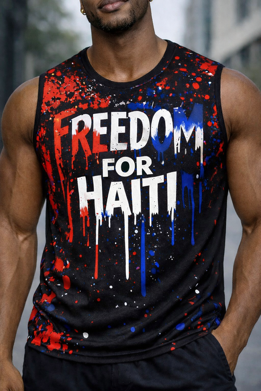 Débardeur Freedom for Haiti - Design Peinture Éclaboussures Liberté
