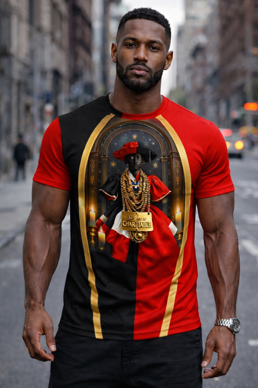 T-Shirt St. Anne Charitable – Noir, Rouge & Or (Homme)