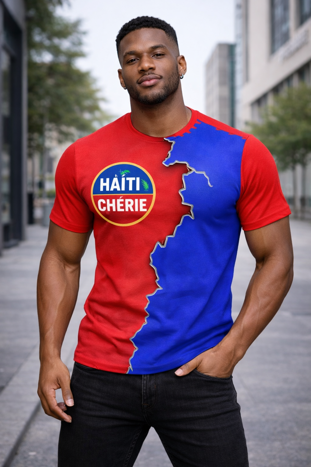 T-Shirt Haïti Chérie - Édition Carte Géographique Split