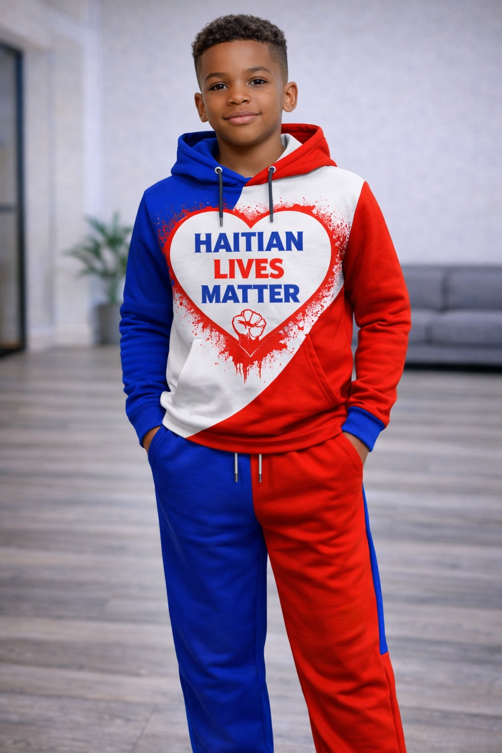 Ensemble Deux Pièces Haitian Lives Matter Hoodie et Jogging pour Enfants