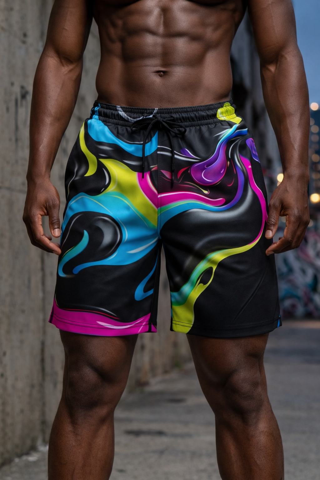 Short Liquid Neon – Noir & Multicolore Fluo