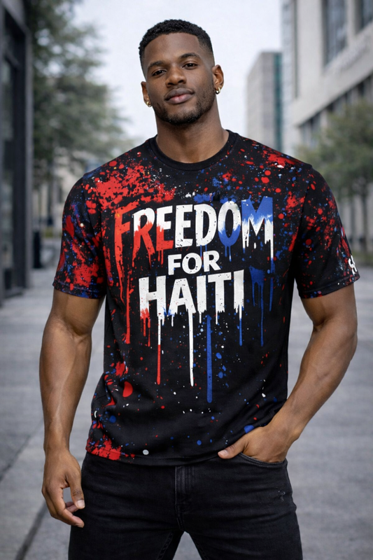 T-Shirt Premium Freedom for Haiti - Art Urbain Paint Splash
