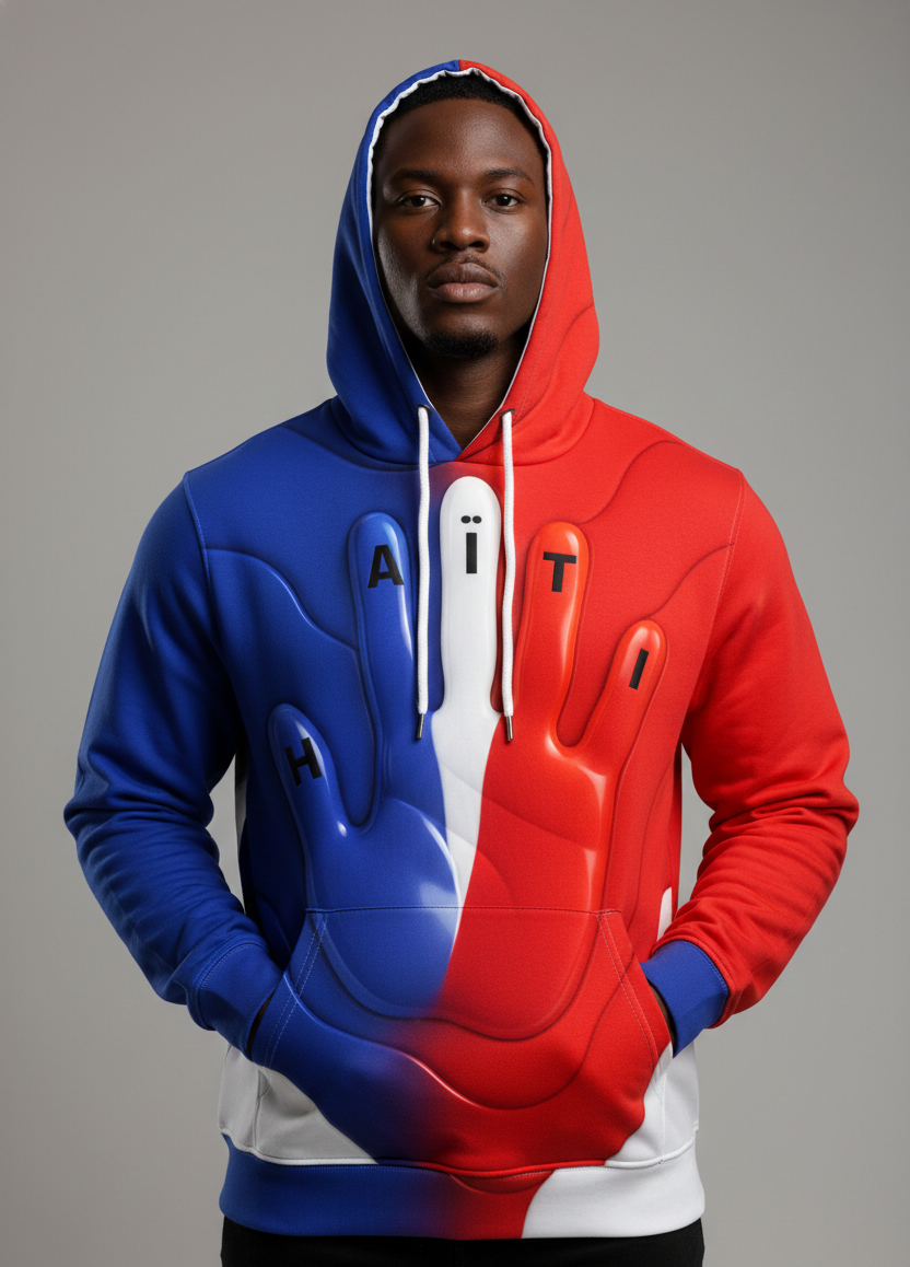 Sweat à Capuche Bicolore Bleu et Rouge