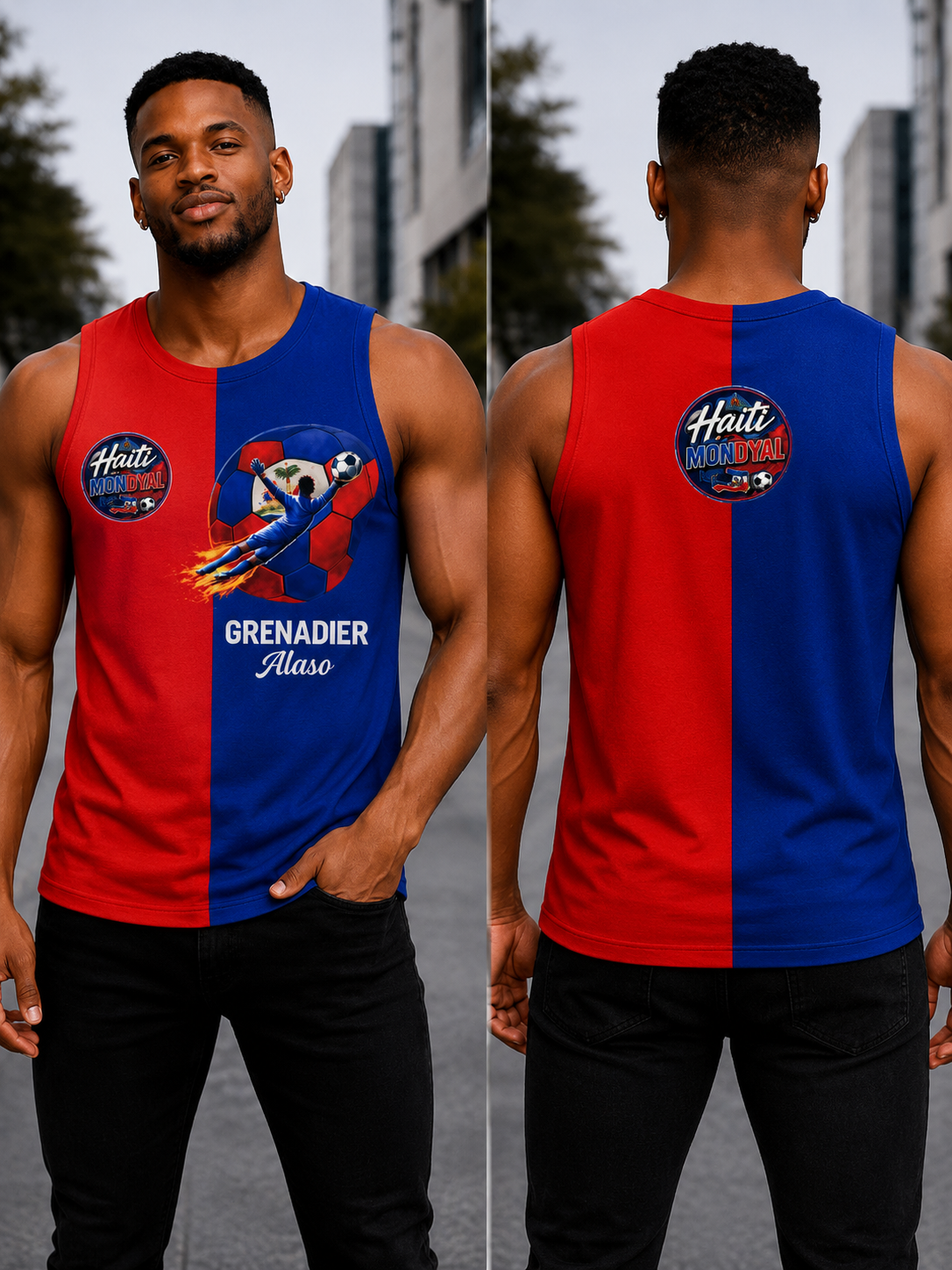 Débardeur Grenadier Alaso Bicolore - Maillot Split Rouge et Bleu